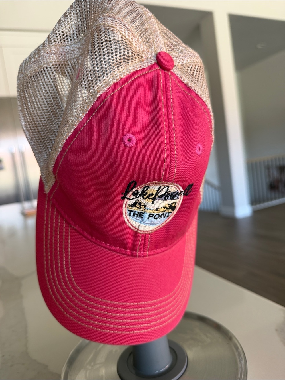 Pink Mesh Back Lake Powell  'The Point' Embroidered Baseball Cap Wmn’s Adjustabl
